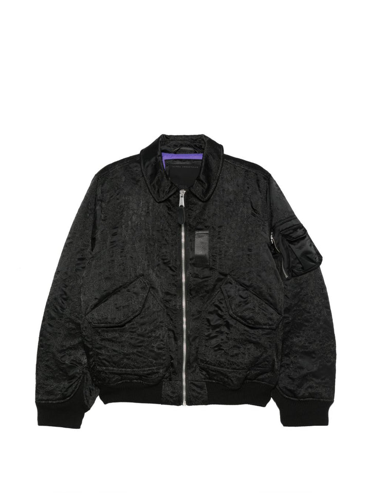 Bomber nero con ricamo camouflage 