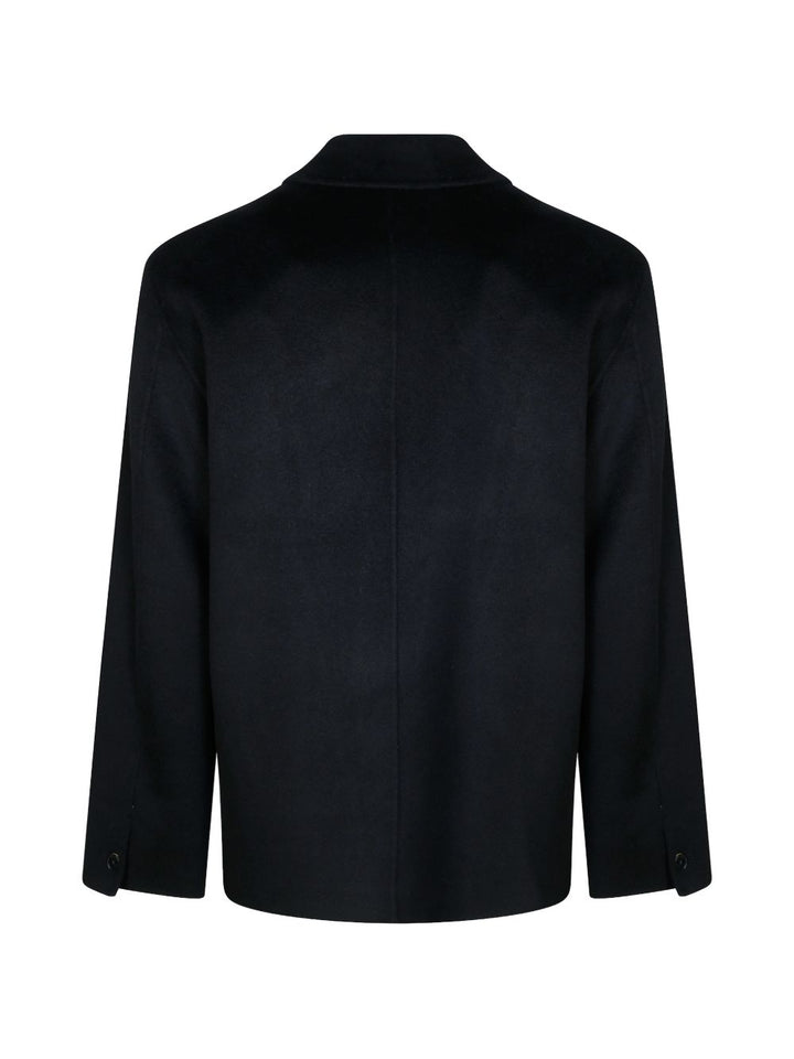 Giacca nera con tasche applicate in lana e cashmere 