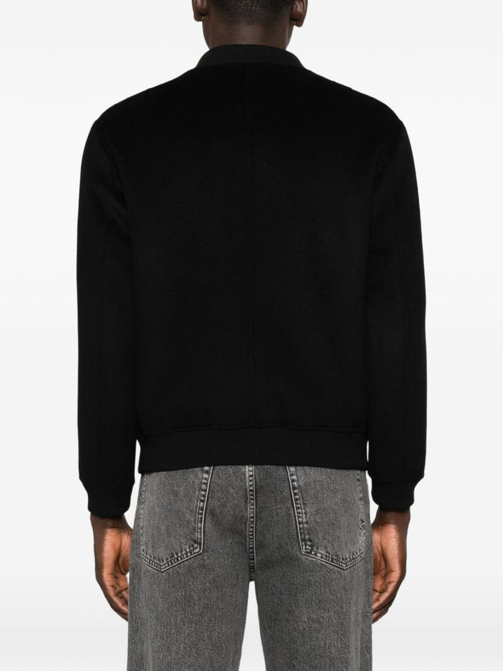 Bomber con zip in lana e cashmere nero 