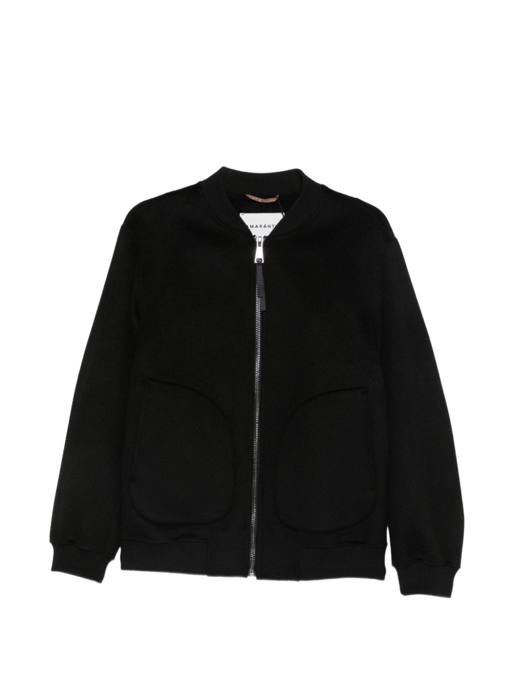 Bomber con zip in lana e cashmere nero 