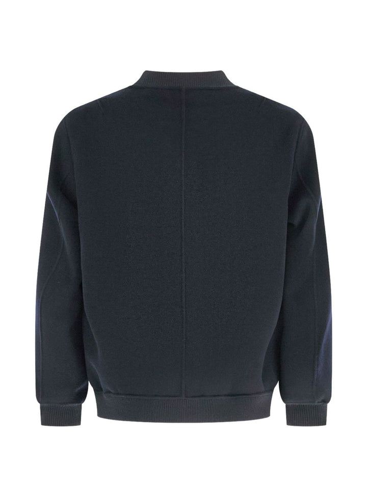 Giacca con tasche applicate in lana e cashmere blu navy 
