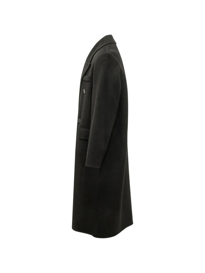 Cappotto doppiopetto in lana e cashmere nero 