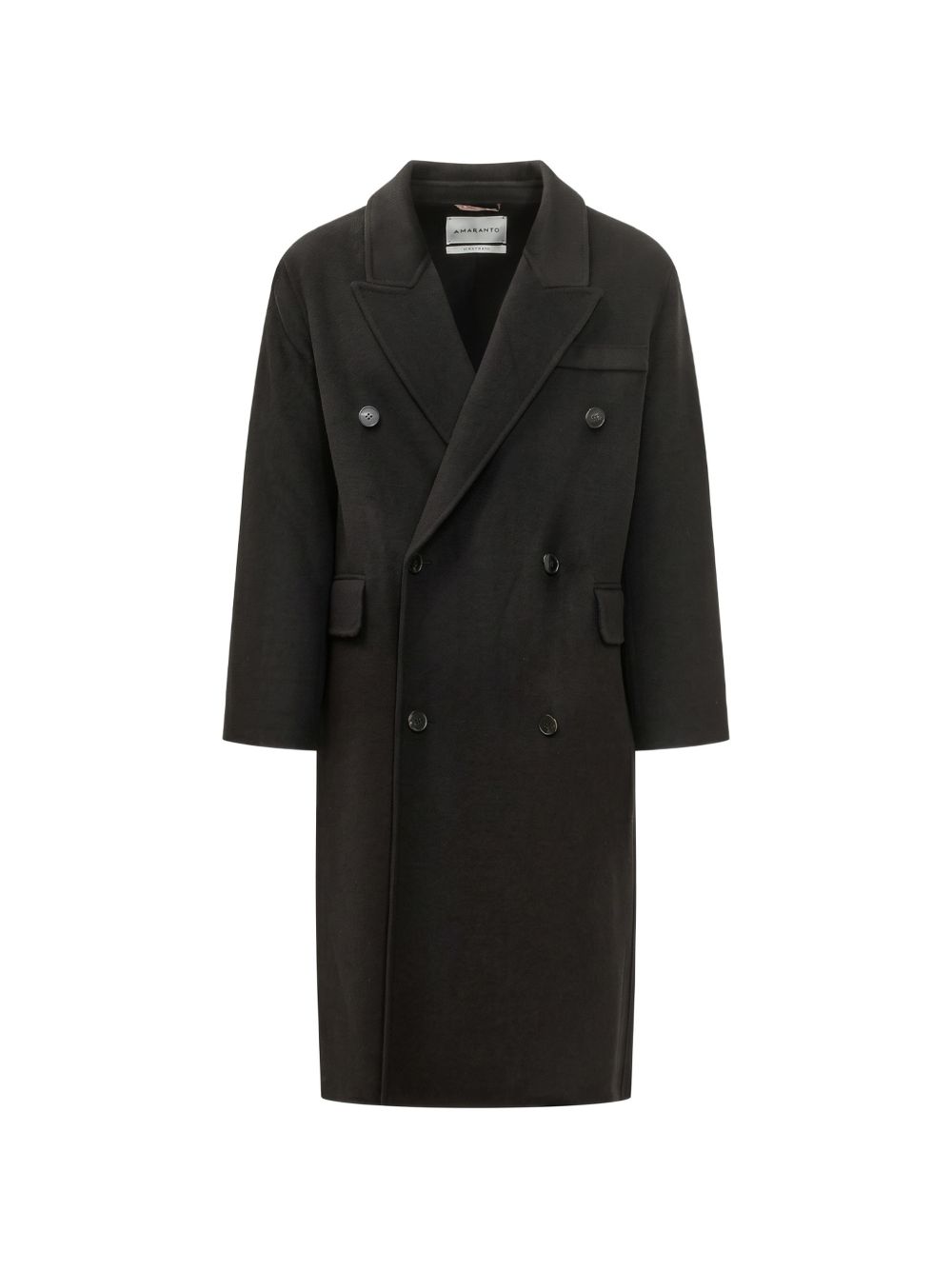 Cappotto doppiopetto in lana e cashmere nero 