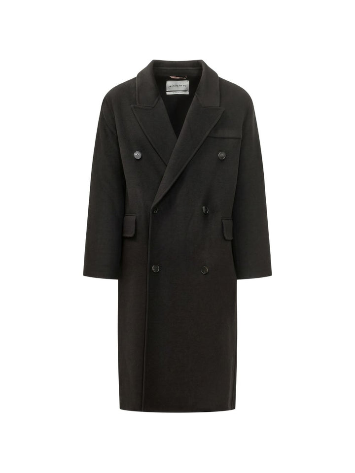 Cappotto doppiopetto in lana e cashmere nero 