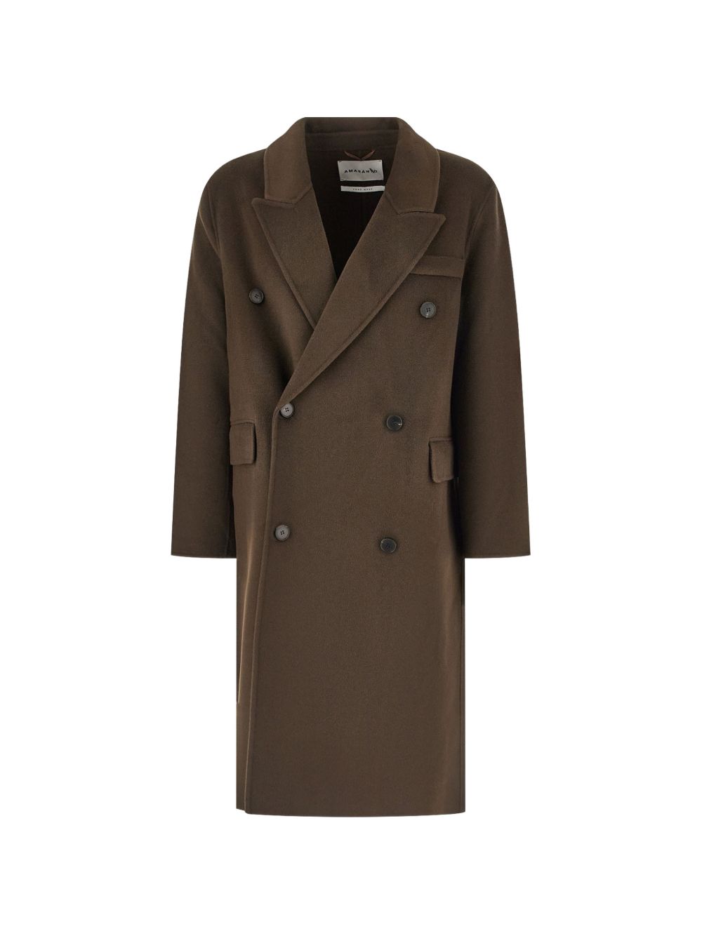 Cappotto doppiopetto in lana e cashmere fondente 