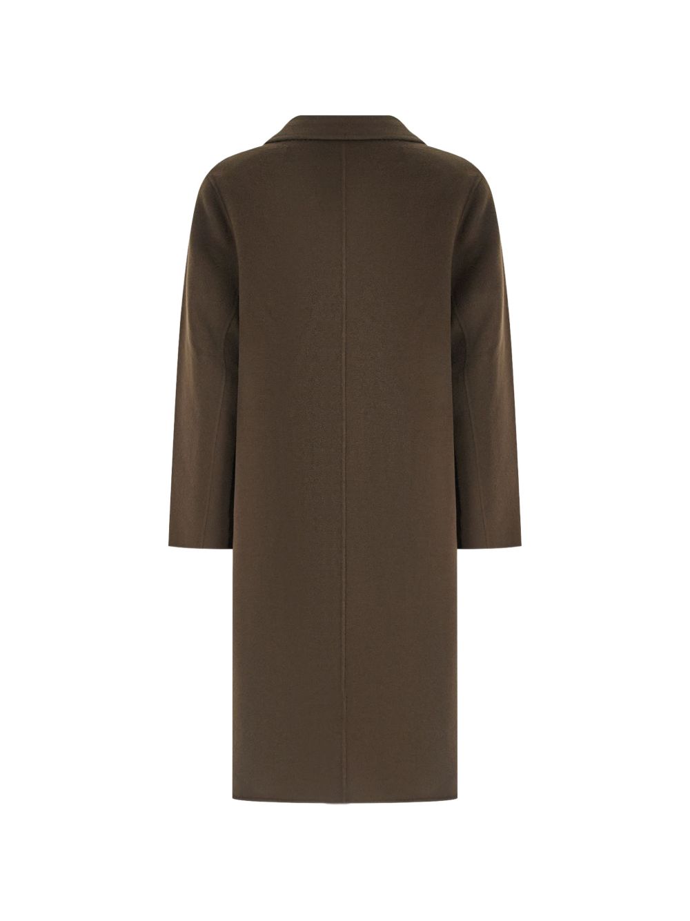 Cappotto doppiopetto in lana e cashmere fondente 