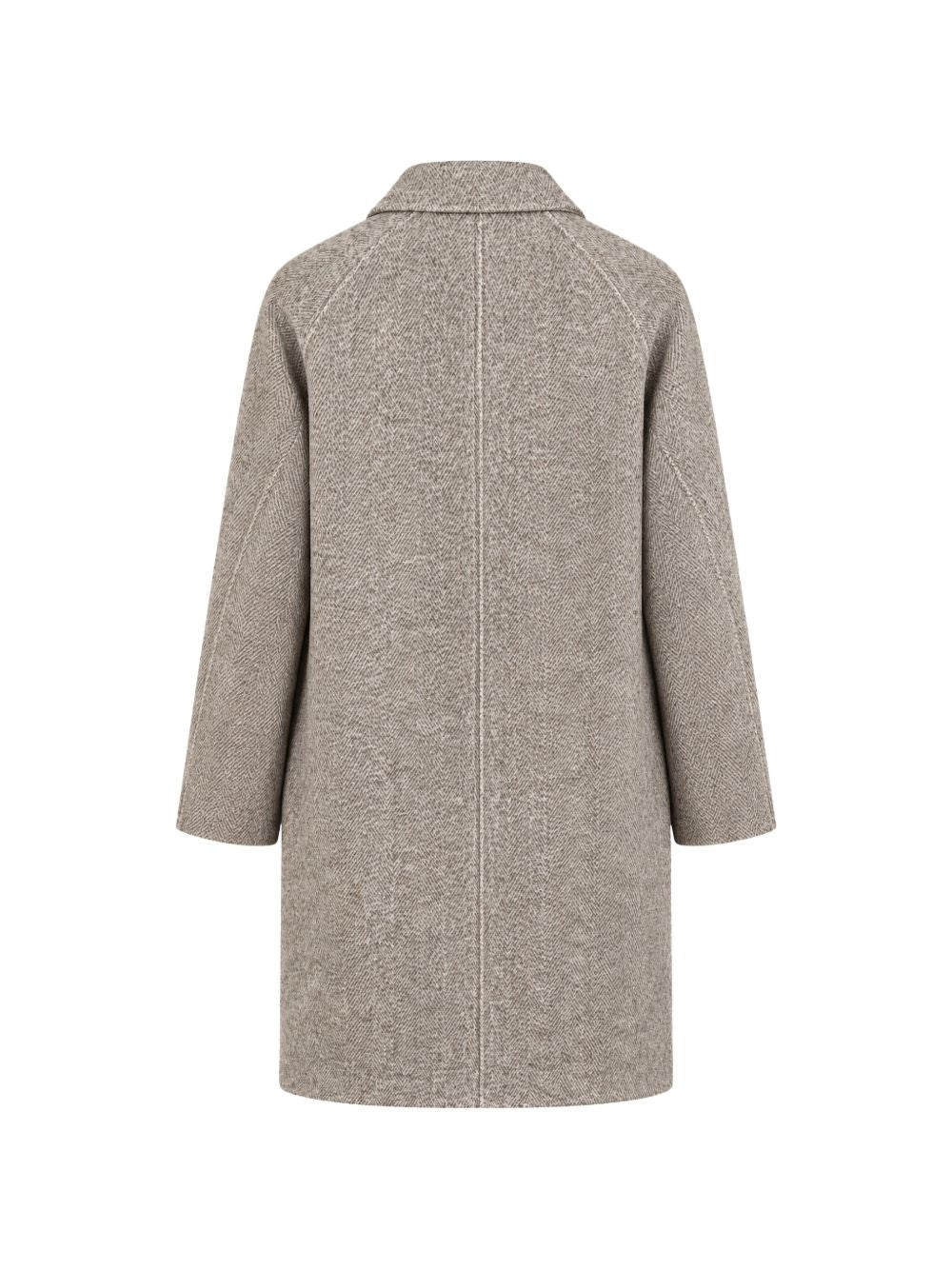 Cappotto raglan con motivo chevron in lana e cashmere beige 