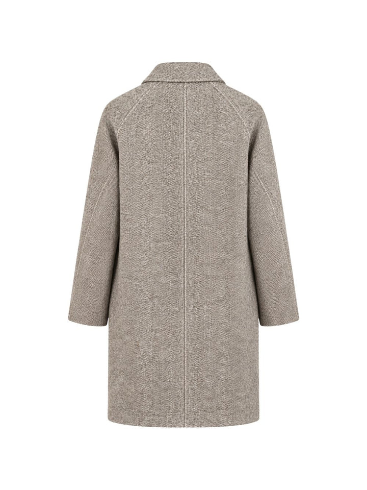 Cappotto raglan con motivo chevron in lana e cashmere beige 
