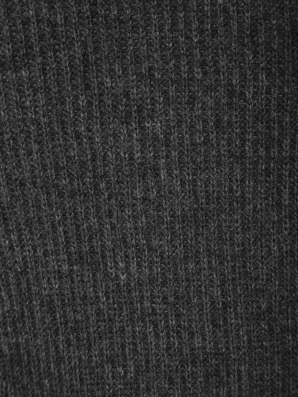 Maglione a coste con maniche raglan in lana e cashmere grigio antracite 