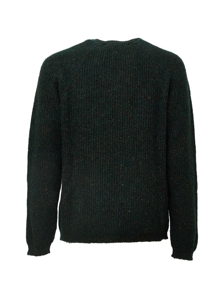Maglione in maglia a coste mélange verde bosco 