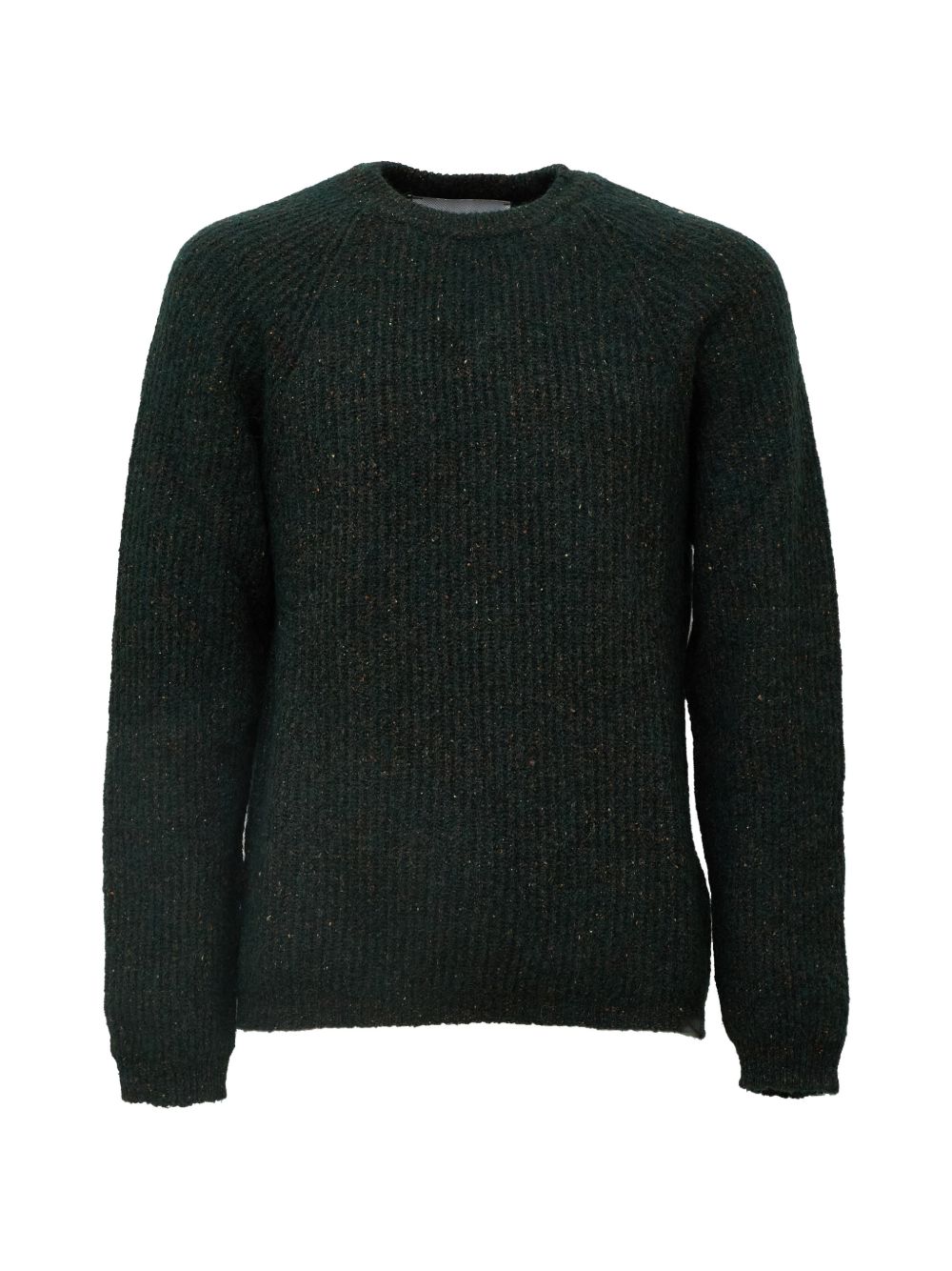 Maglione in maglia a coste mélange verde bosco 