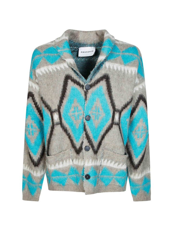 Cardigan con motivo geometrico salvia 