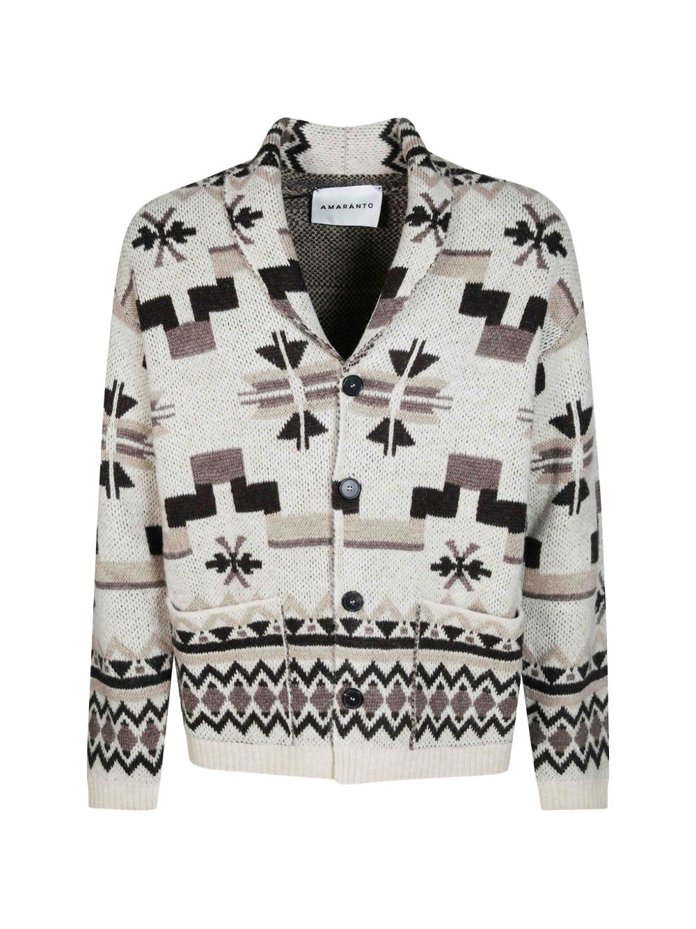 Cardigan con motivo geometrico avorio 
