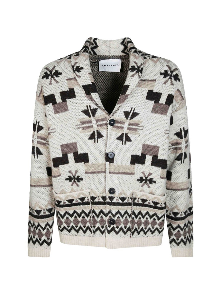 Cardigan con motivo geometrico avorio 