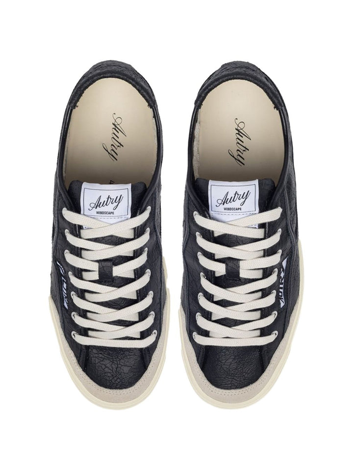 Sneakers Windscape nere in pelle con inserti in suede 
