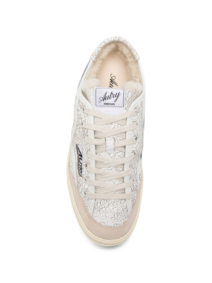 Sneakers Windscape con effetto craquelé bianco e beige 