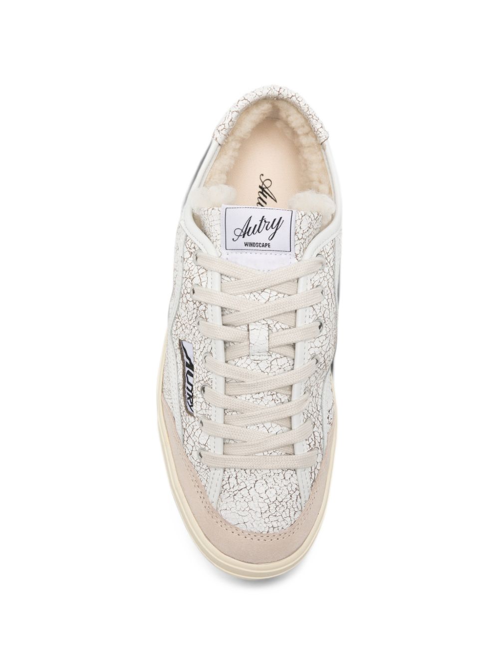 Sneakers Windscape con effetto craquelé bianco e beige 