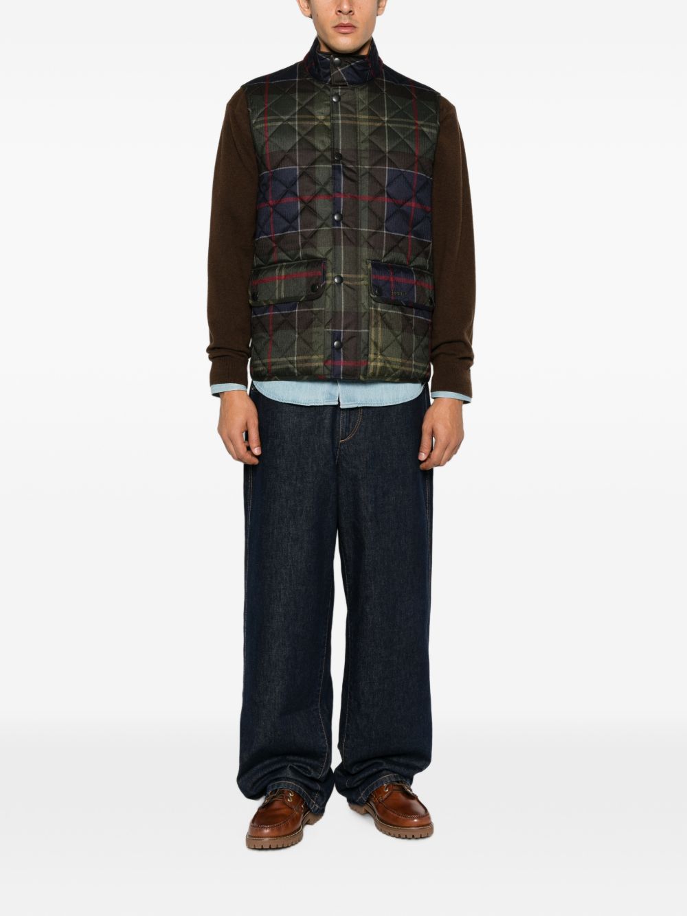 Gilet tartan Barbour tartan trapuntato 
