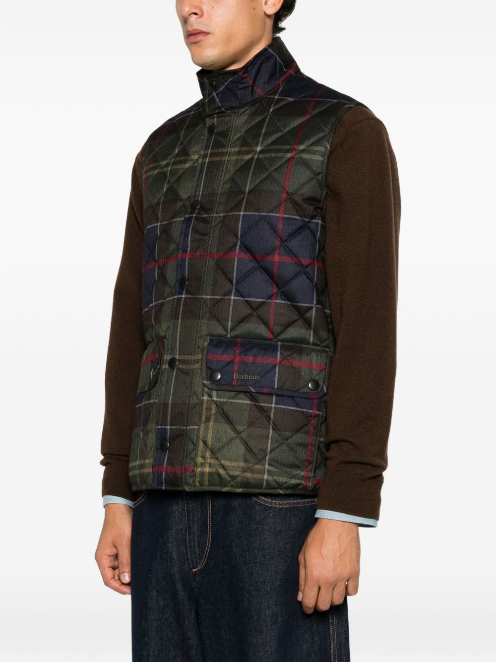Gilet tartan Barbour tartan trapuntato 