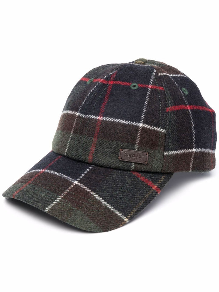 Cappello verde Barbour con motivo tartan 