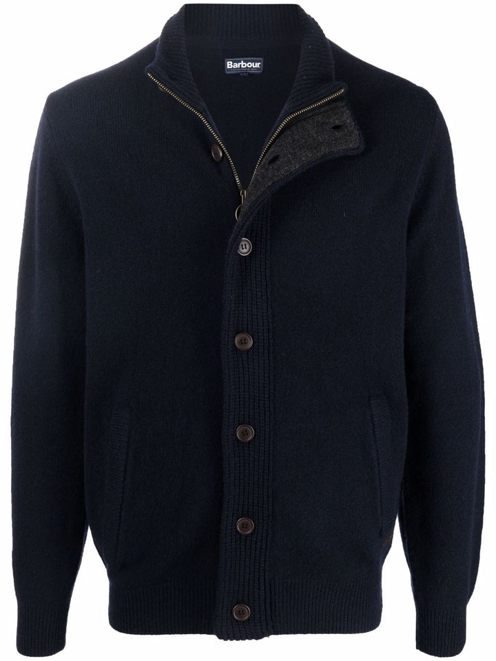 Cardigan Essential Blu con Applicazioni sui Gomiti 