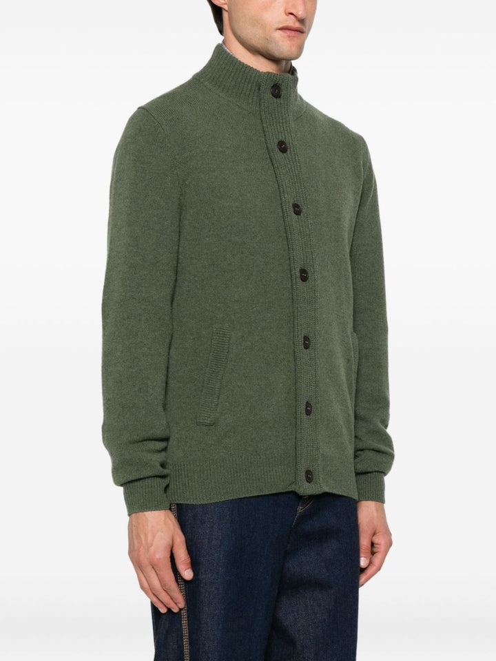 Cardigan Essential Oliva con Applicazioni sui Gomiti 