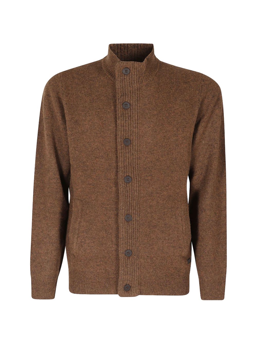 Cardigan Essential Tabacco con Applicazioni sui Gomiti 