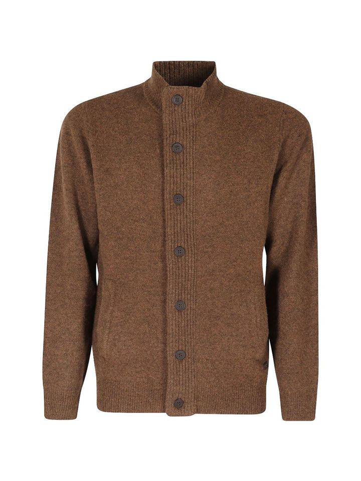 Cardigan Essential Tabacco con Applicazioni sui Gomiti 