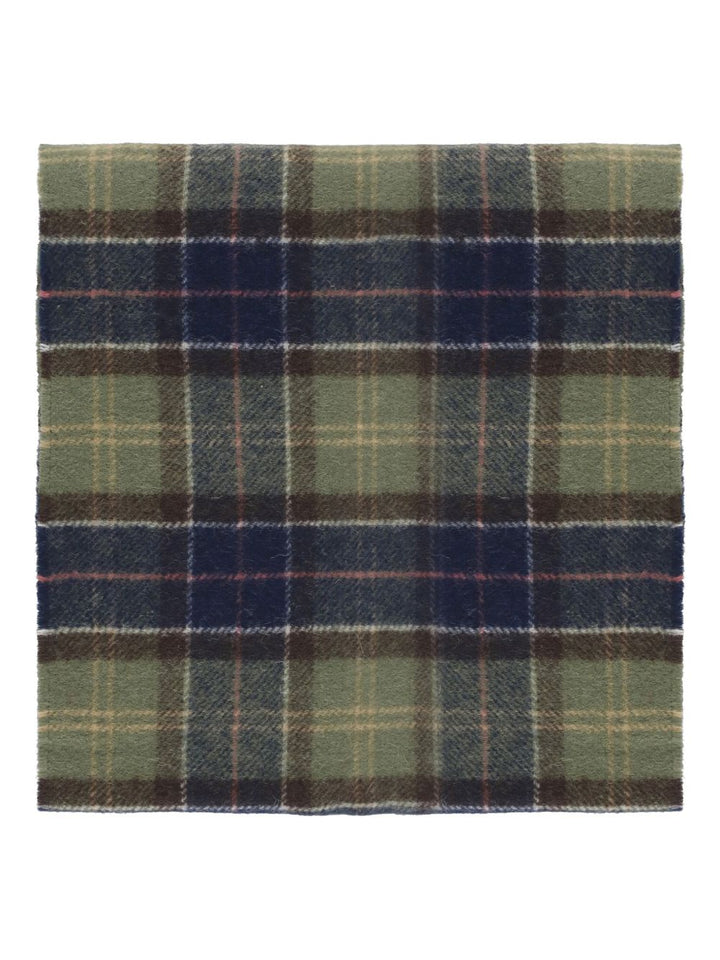 Sciarpa verde tartan Barbour a quadri con frange 
