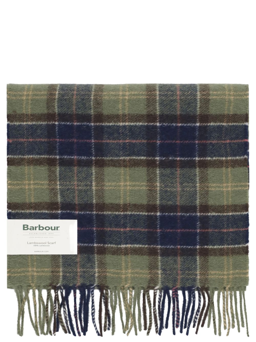 Sciarpa verde tartan Barbour a quadri con frange 