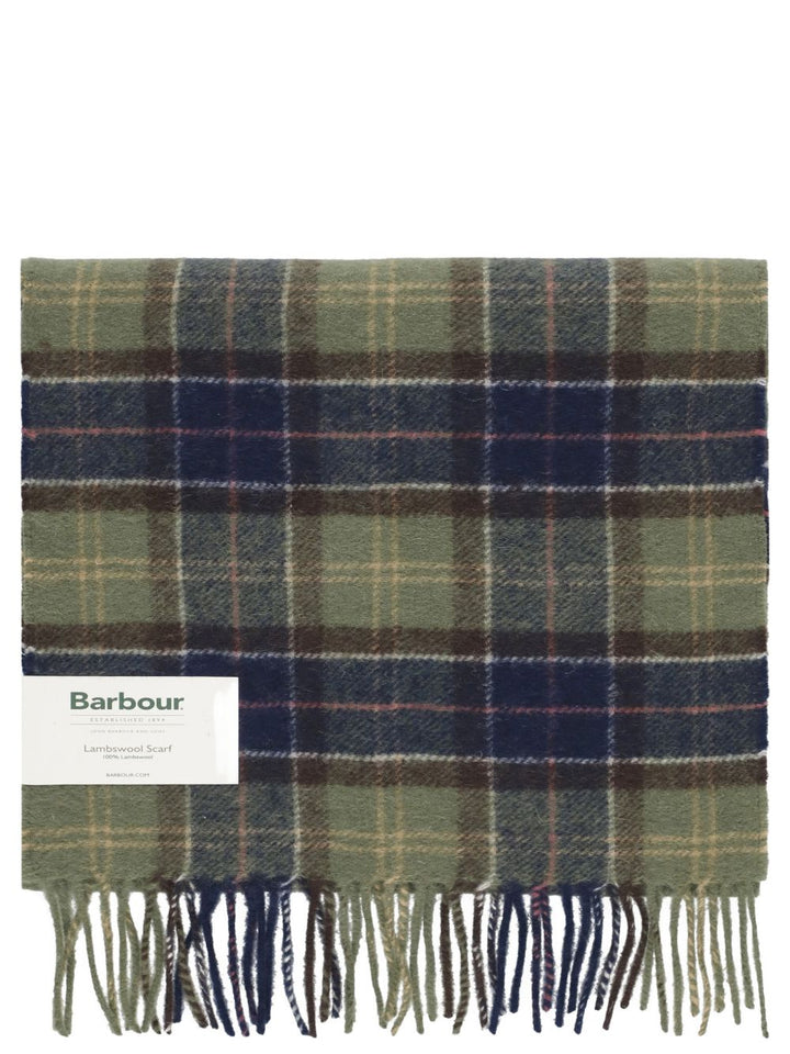 Sciarpa verde tartan Barbour a quadri con frange 