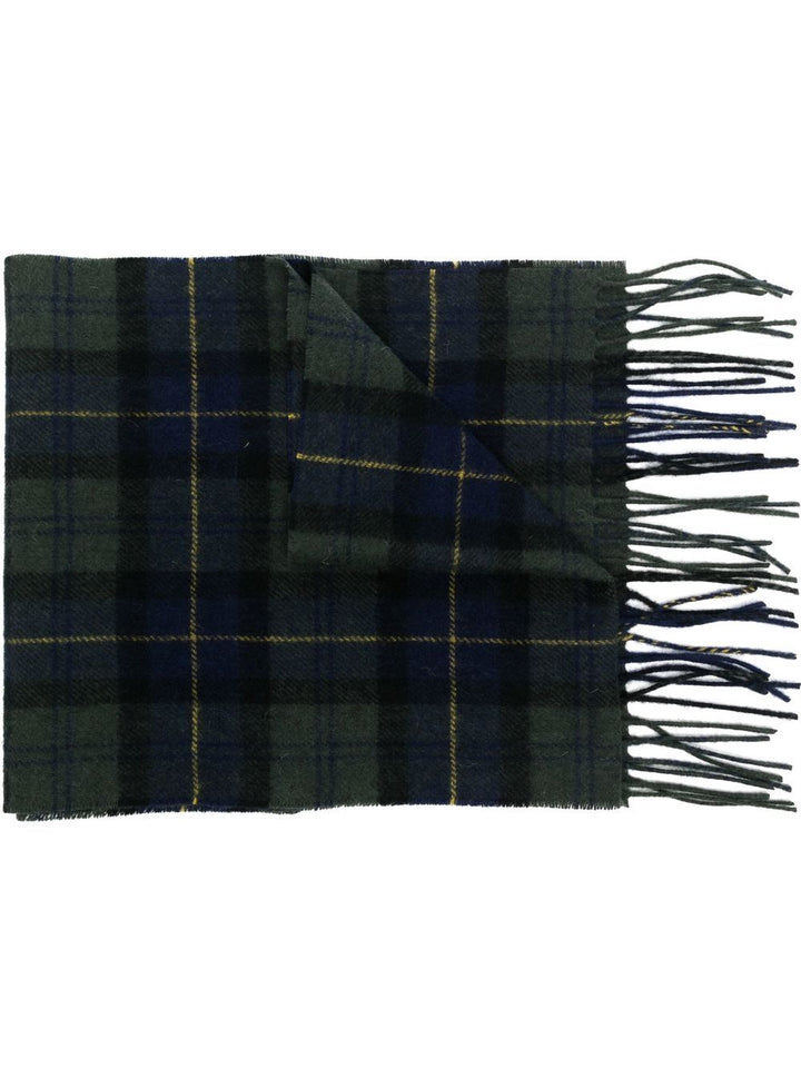 Sciarpa verde tartan Barbour a quadri con frange 