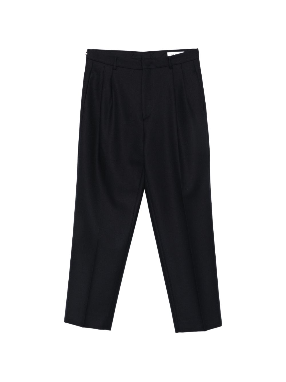 Pantaloni blu affusolati con pieghe 