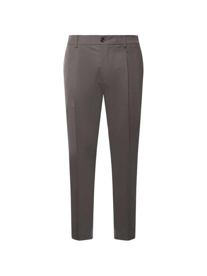 Pantaloni fango con vita elasticizzata e piega stirata 