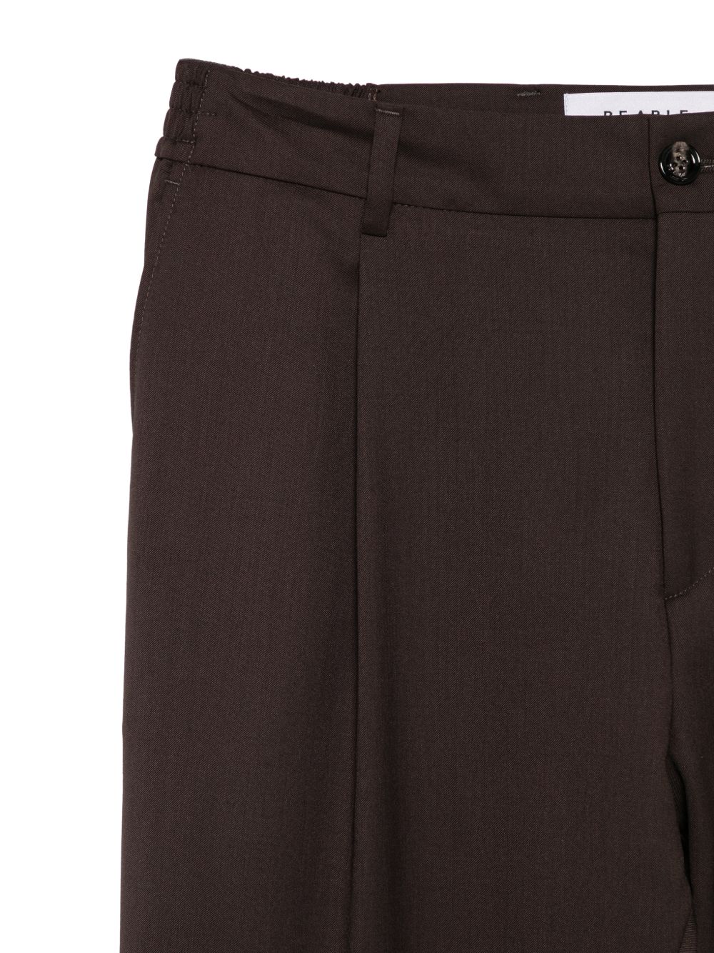 Pantaloni marroni con vita elasticizzata e piega stirata 