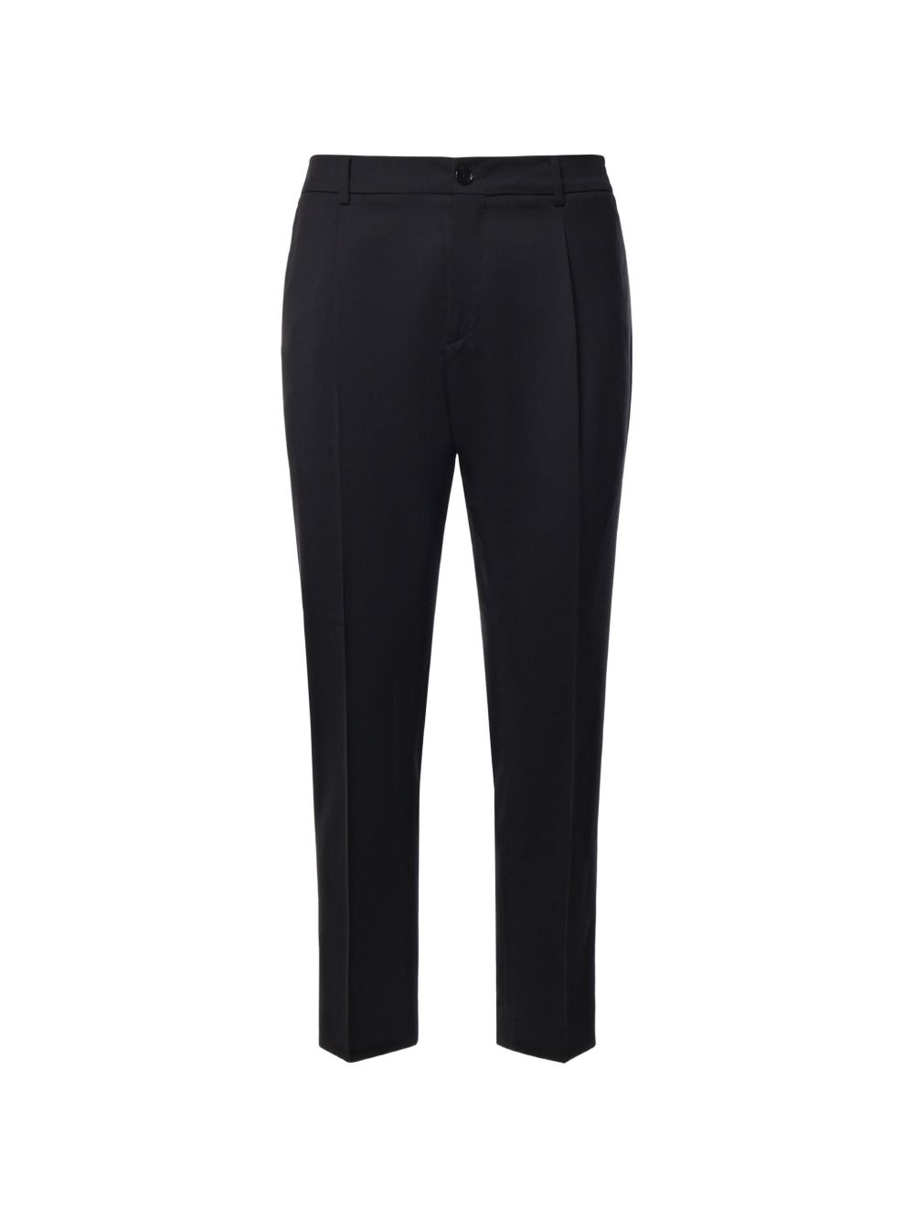 Pantaloni neri con vita elasticizzata e piega stirata 