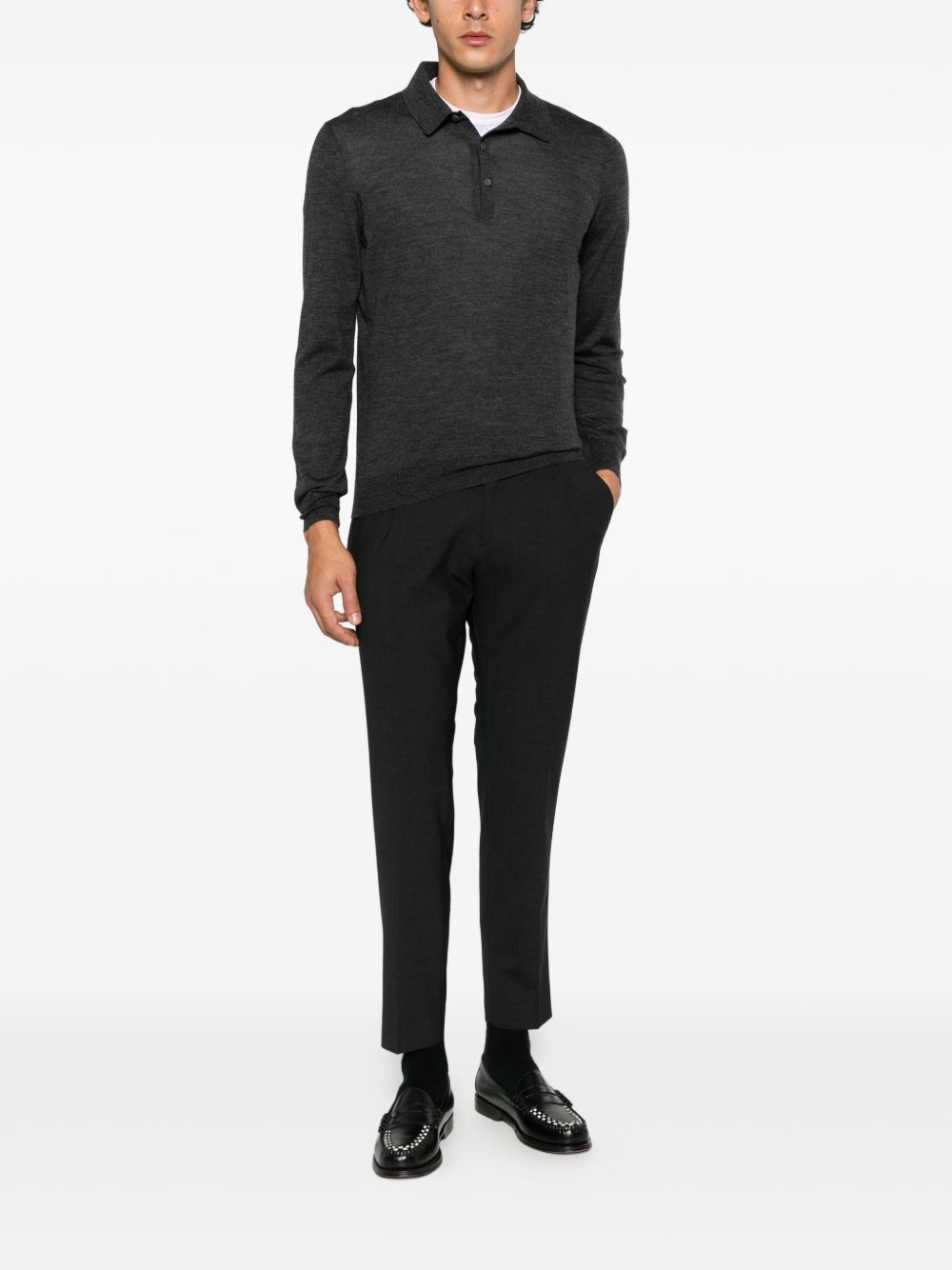 Pantaloni grigio melange Ricky con pieghe 