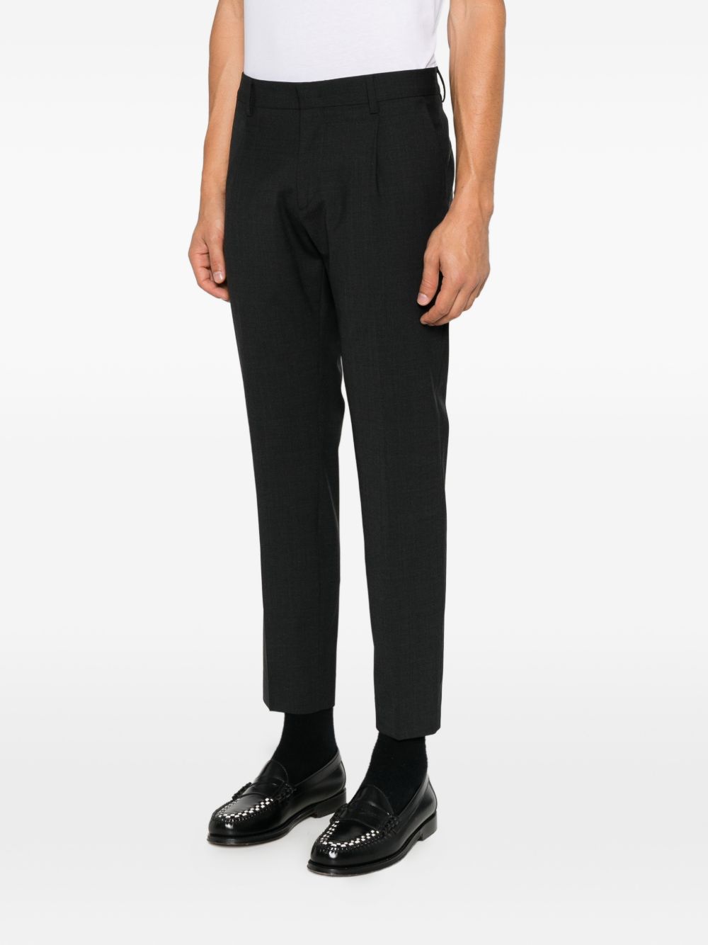 Pantaloni grigio melange Ricky con pieghe 