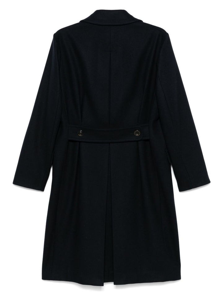 Cappotto doppiopetto blu notte in misto lana vergine 