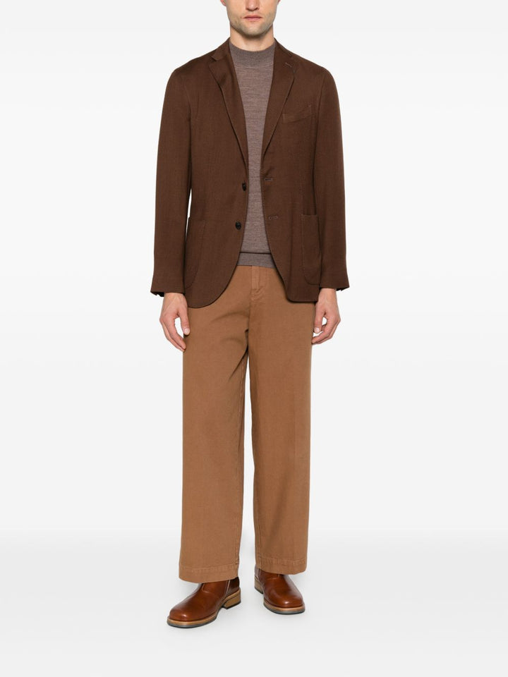 Blazer monopetto in lana vergine marrone 