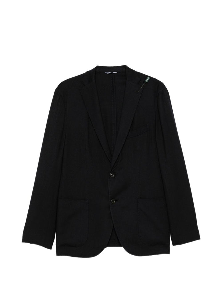 Blazer monopetto in lana vergine blu scuro 