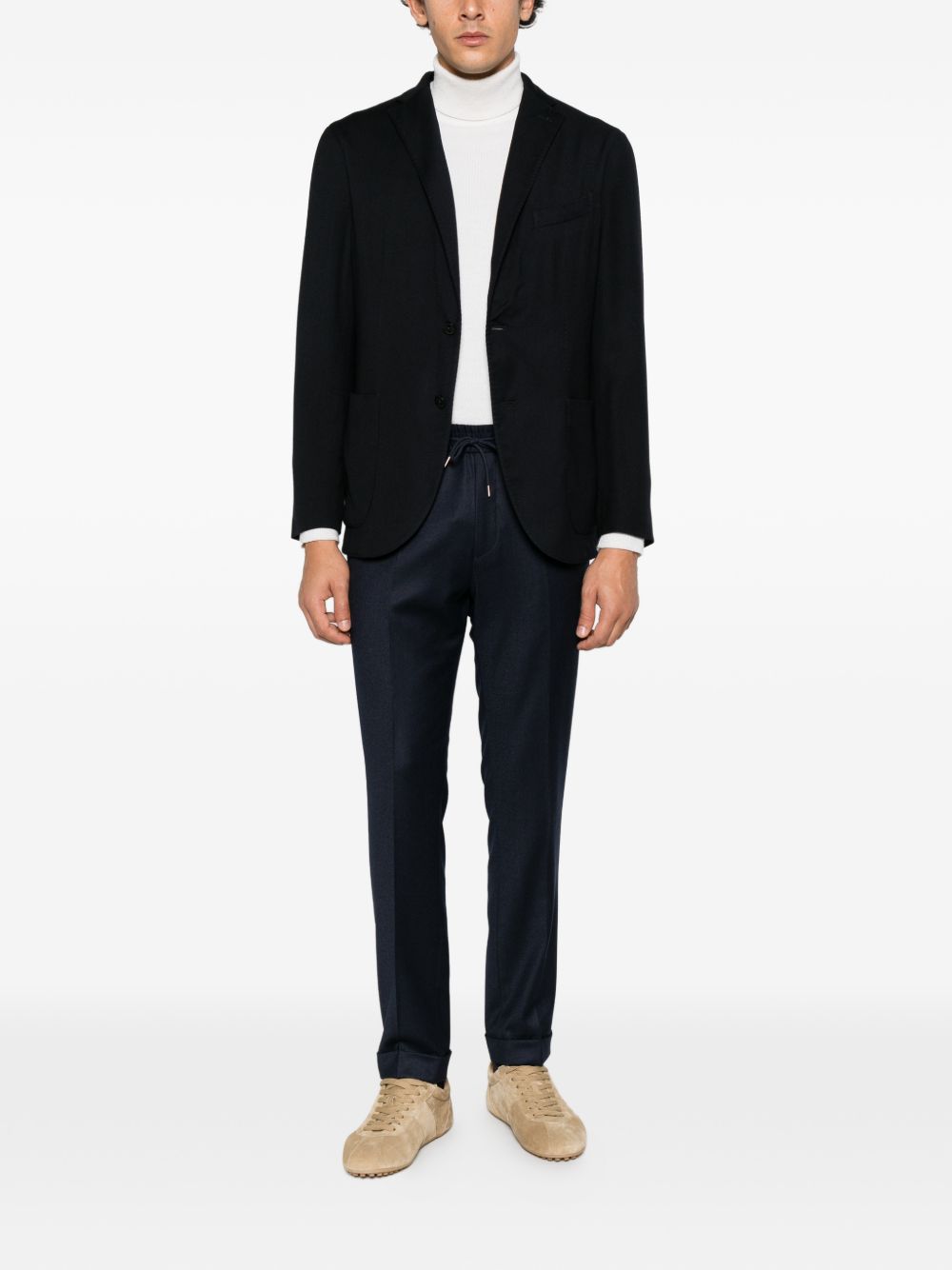 Blazer monopetto in lana vergine blu scuro 