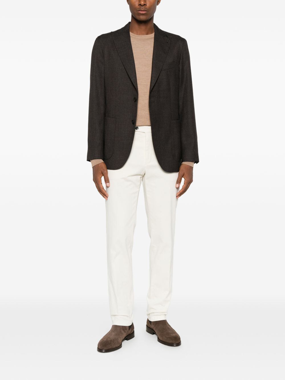Blazer monopetto marrone in lana 