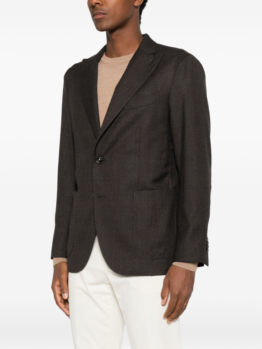 Blazer monopetto marrone in lana 