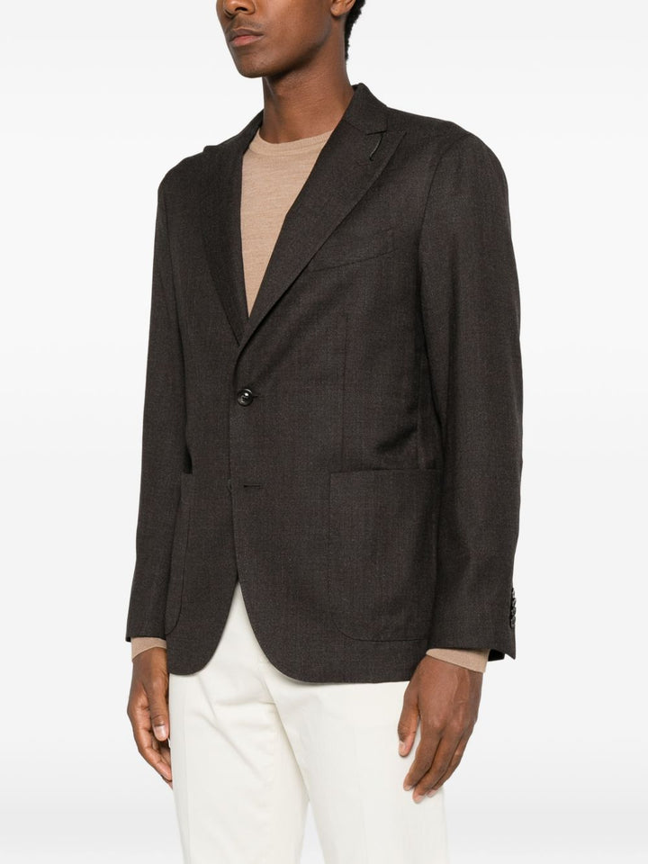 Blazer monopetto marrone in lana 