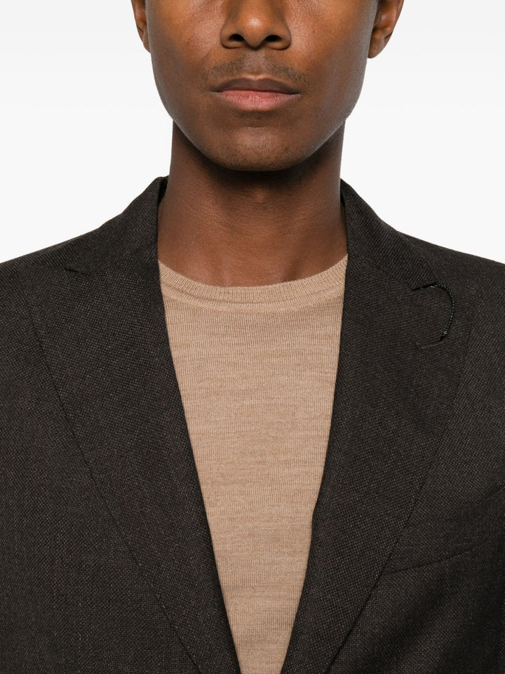 Blazer monopetto marrone in lana 