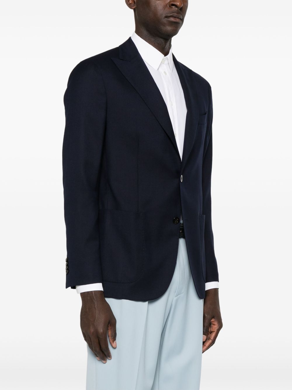 Blazer monopetto blu navy in lana 