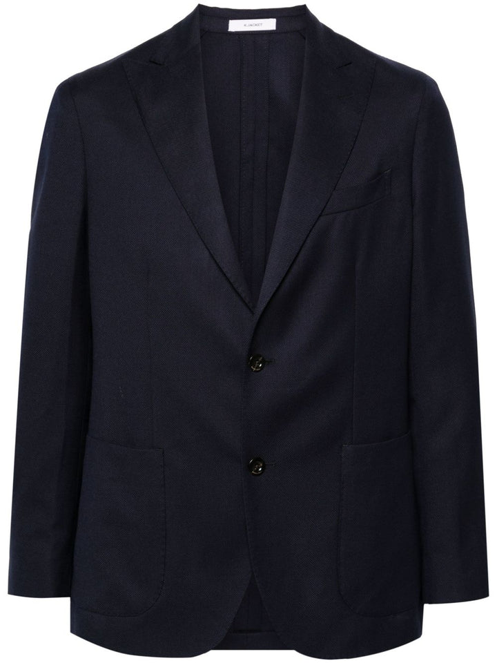 Blazer monopetto blu navy in lana 