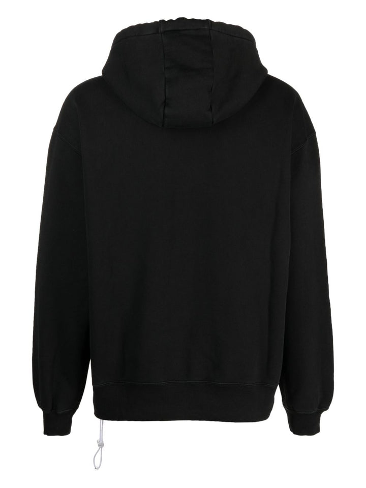 Felpa nera con cappuccio in cotone con logo 