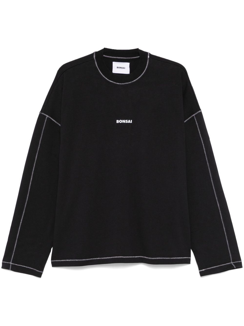 T-shirt nera a maniche lunghe in cotone con stampa 